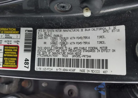 2018 Toyota Tacoma Sr5 V6 z USA, uszkodzony, nr VIN 3TMCZ5AN8JM179347